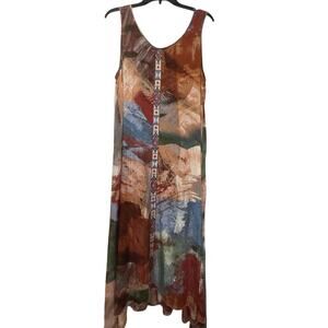 Coldwater Creek Southwestern Boho High-Low Artsy Desert Print Maxi Dress L